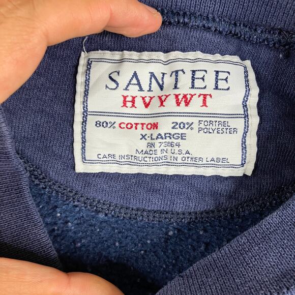 Santee Sweatshirt Mens XL Navy Blue Heavyweight Crewneck Pullover Vintage - Picture 3 of 8